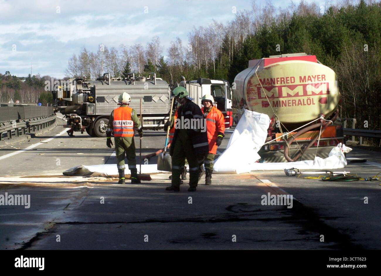 a tanker truck accident and chemical spill on the street tanker truck ...