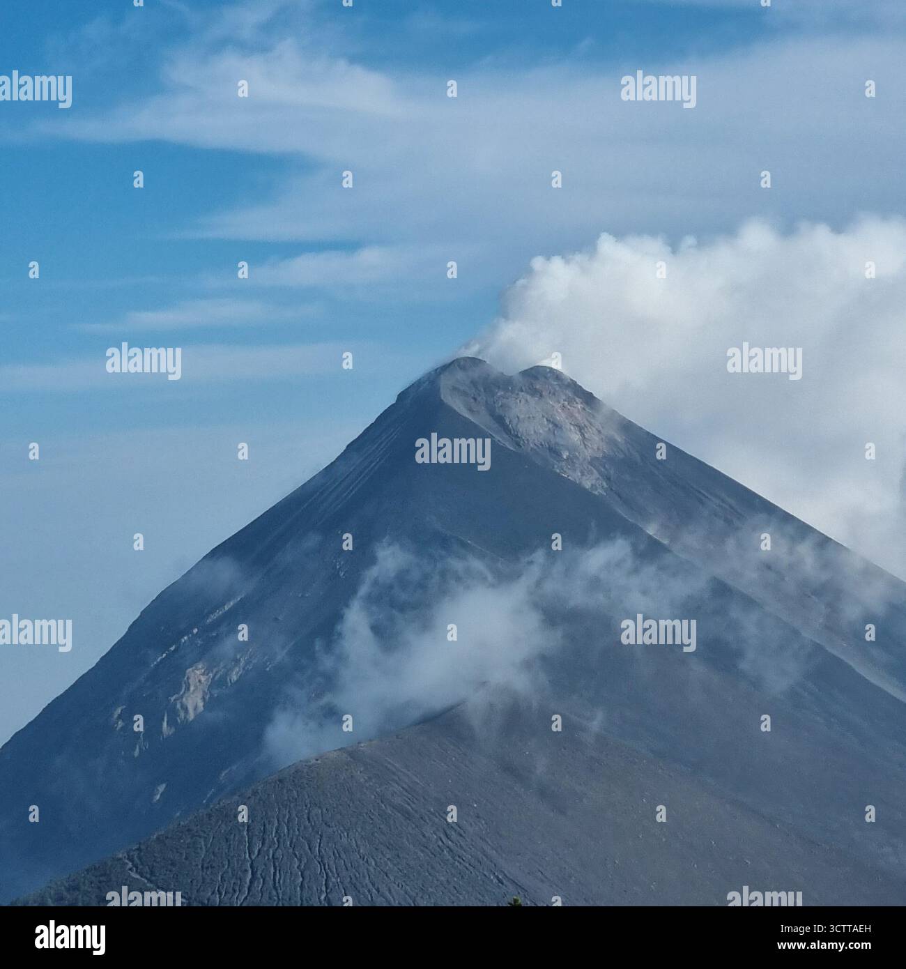 mountain climb / hike acatenango volcano, Fuego Eruption in Guatemala - Smartphone Captured Stock Image