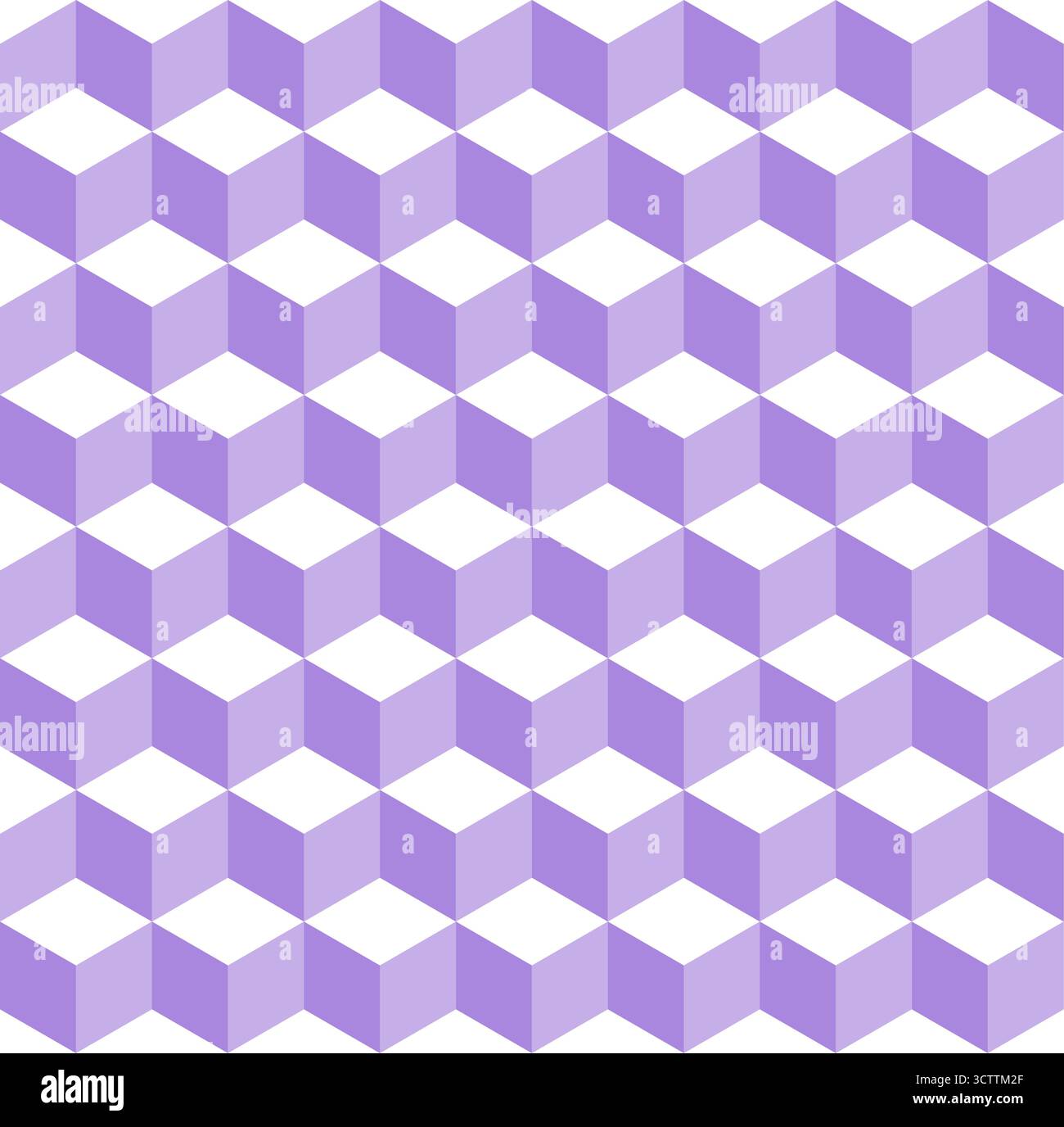 Seamless cube vector pattern. Embossed cuboid hexagonal tile pattern. Modern fashion ornament design. Violet and white pattern. Stock Vector