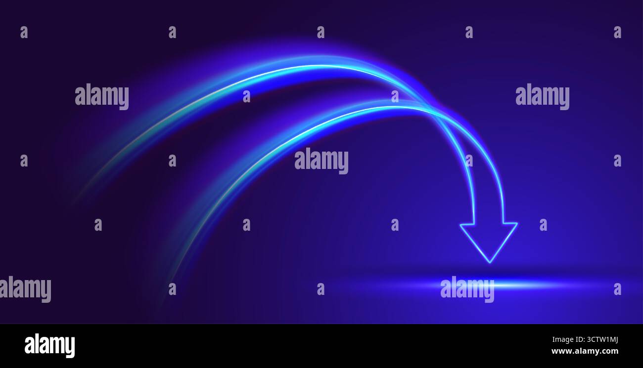 Blue glowing neon trails Stock Vector Images - Alamy