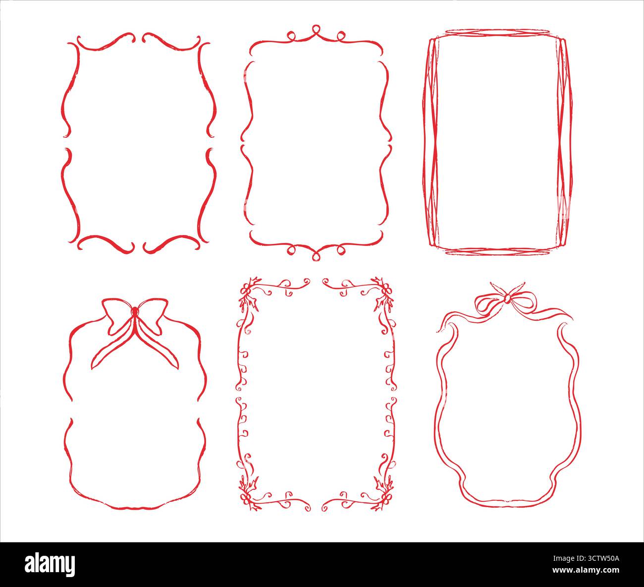 Red Frame Notes Vector Vector red frames for Christmas designs. Doodle style Stock Vector ...