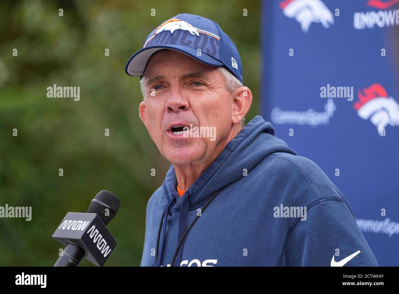 Denver Broncos head coach Sean Payton speaks during an NFL football ...