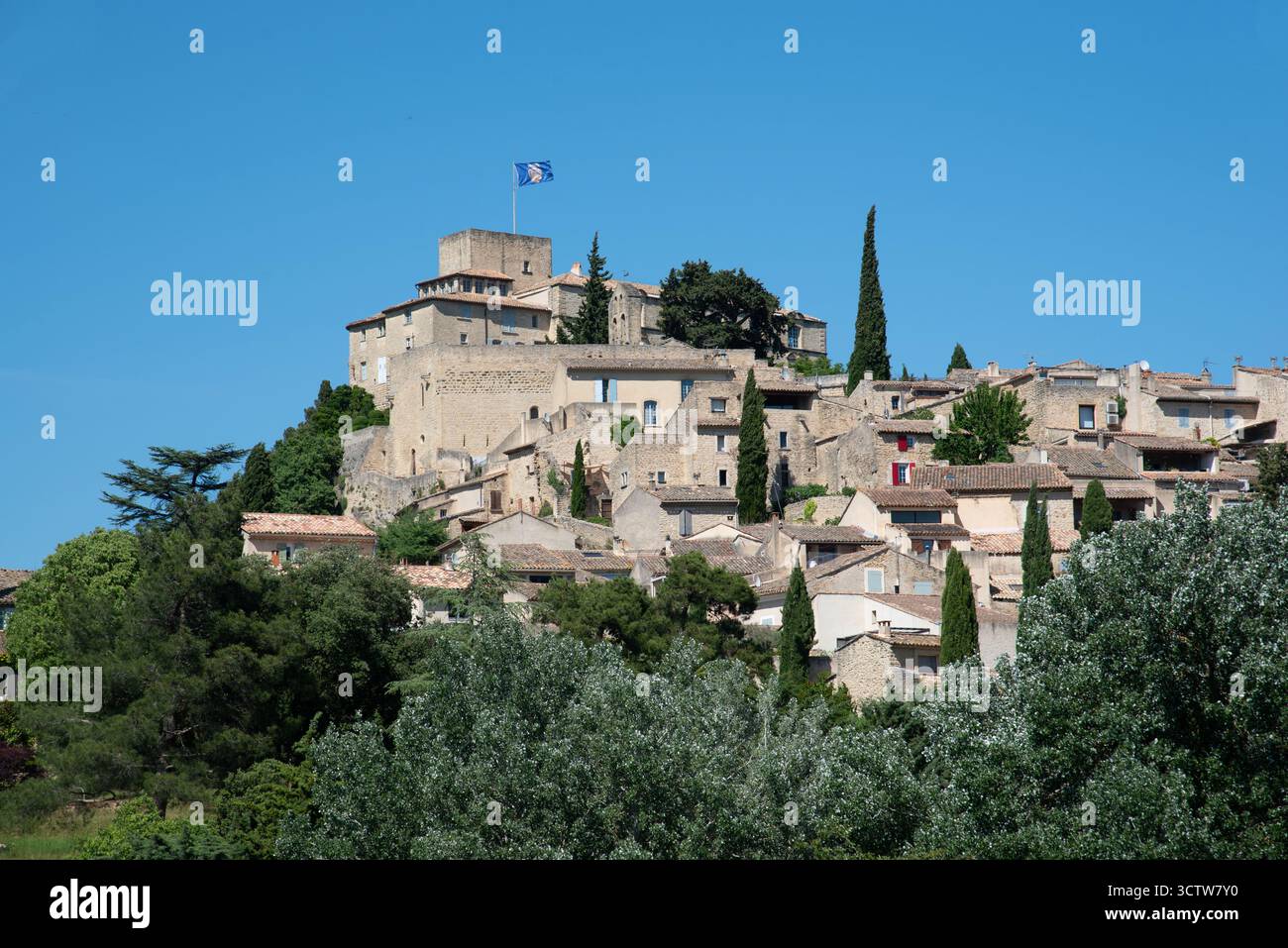 View of Traditional Hilltop Village or Perched Village of Ansouis in the Luberon Regional Park Vaucluse Peovence France Stock Photo