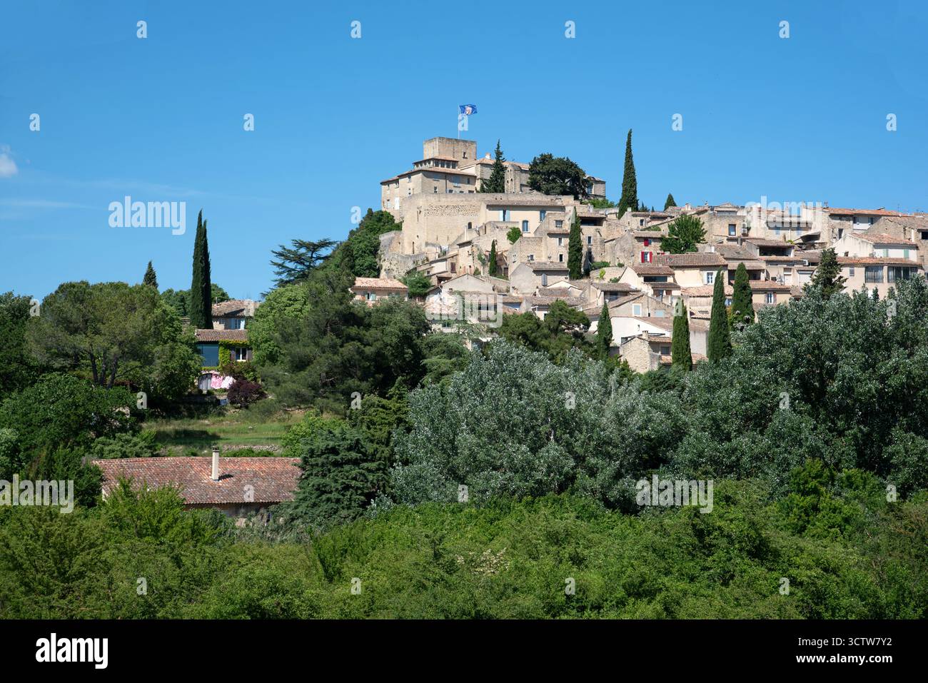 View of Traditional Hilltop Village or Perched Village of Ansouis in the Luberon Regional Park Vaucluse Peovence France Stock Photo
