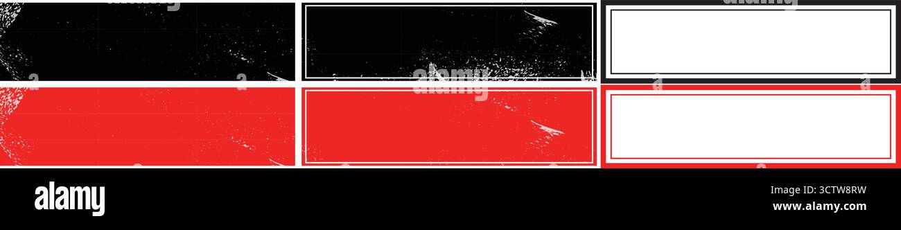 Grunge Rectangular Frame Borders for Background and Graphic Projects Stock Vector