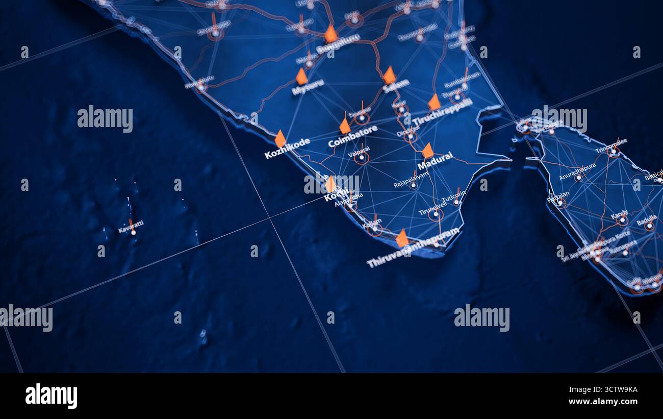 Visual Map Data Kochi map big data visualization. Futuristic map infographic of city in ...