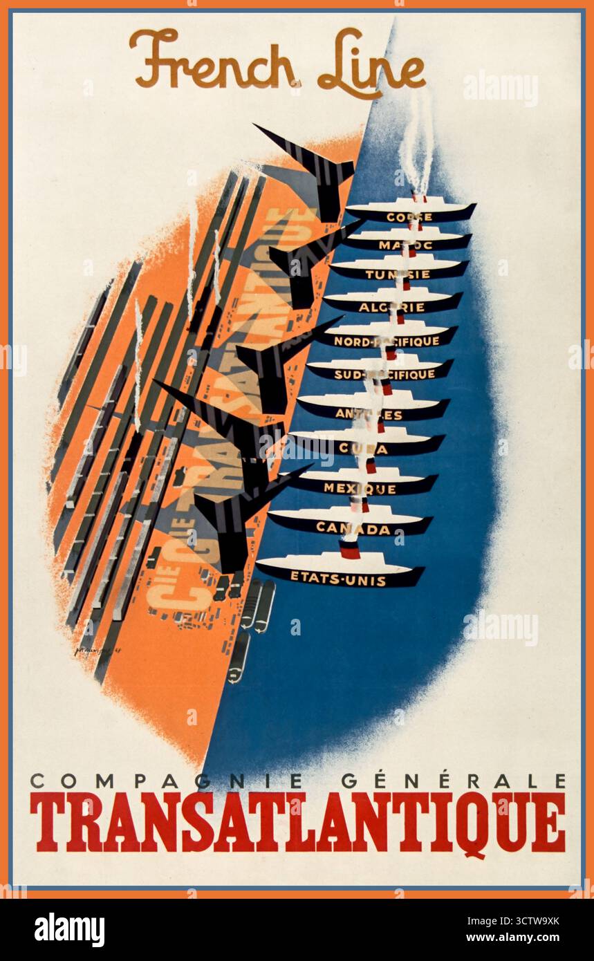 Vintage 1930s french art deco poster hi-res stock photography and