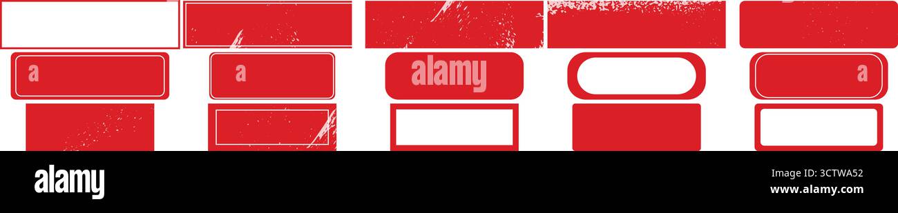 Grunge Red Rectangular and Rounded Frame Borders for Label Stock Vector