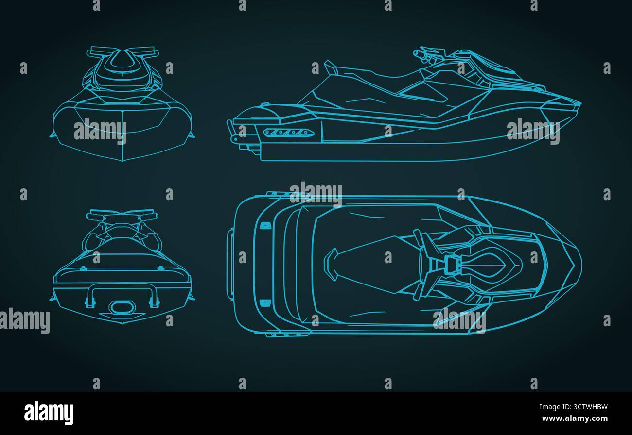 Jet ski drawings stylized vector illustration Stock Vector