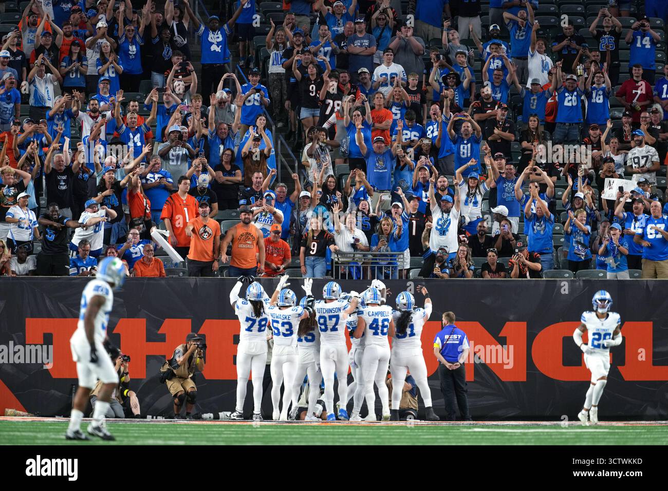 Detroit Defense The Detroit Lions's defense celebrates during an NFL football game ...