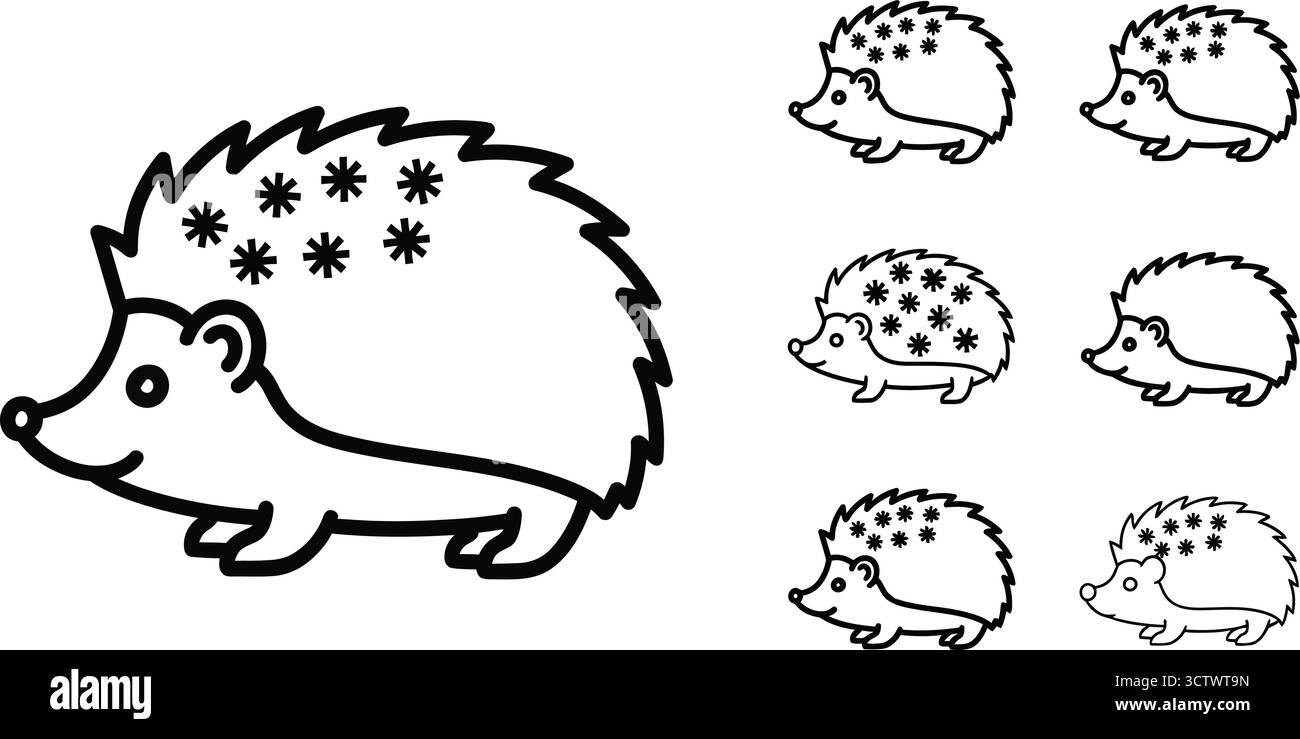 Cute hedgehog animal outline Black and White Stock Photos & Images - Alamy