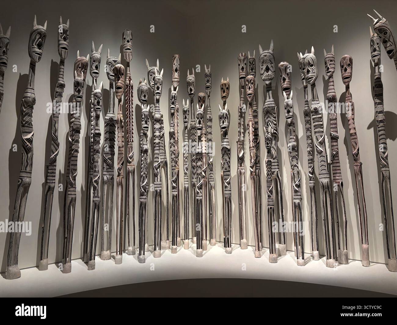 Spirit ancestors, Yolgnu Power, art of Yirrkala exhibition at Art Gallery of NSW, Sydney, Australia. No PR - Smartphone Captured Stock Image