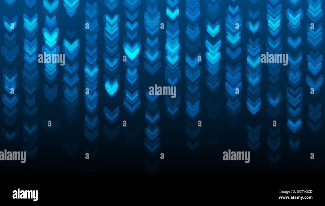 Neon blue minimal arrows elements abstract geometric background. Vector technology design Stock Vector