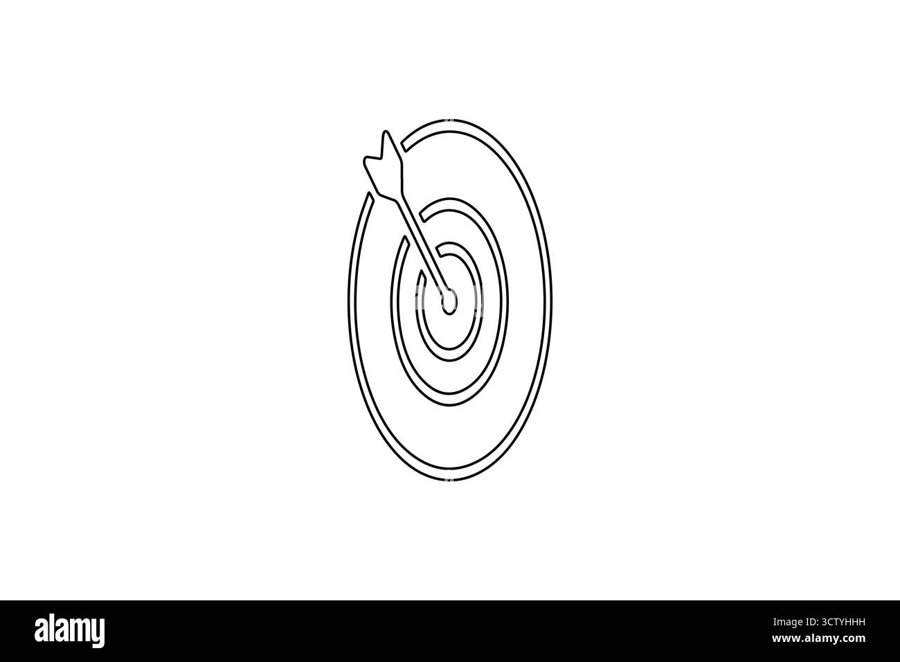 Target with arrow icon continuous one line drawing minimalist outline ...