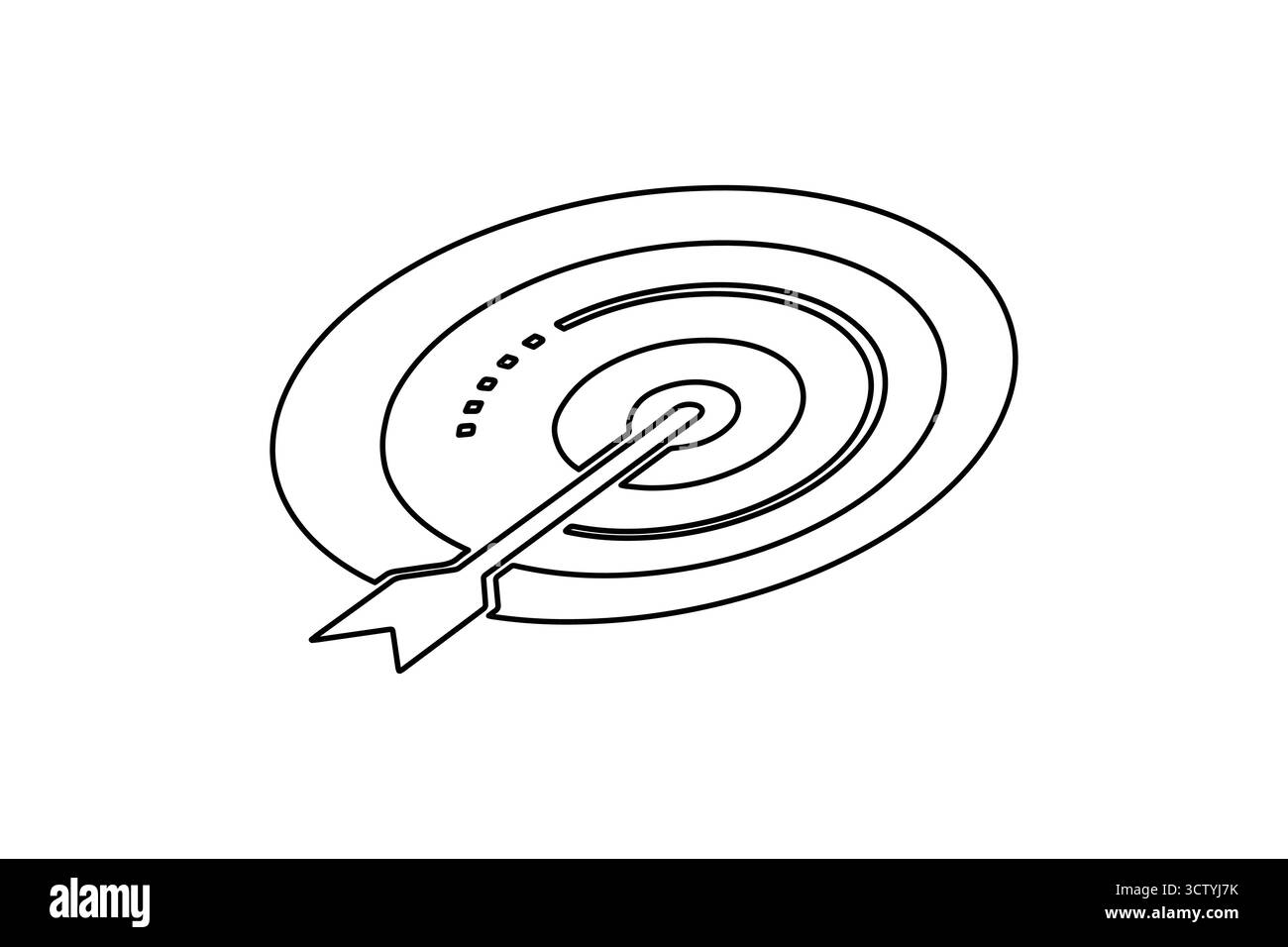Target with arrow icon continuous one line drawing minimalist outline ...