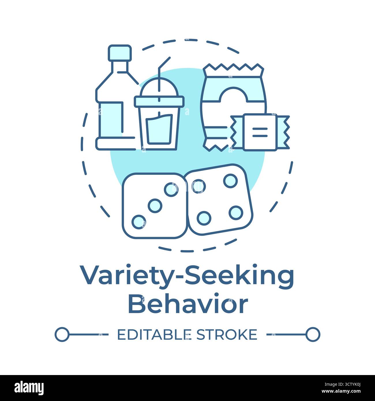 Variety-seeking behavior soft blue concept icon Stock Vector