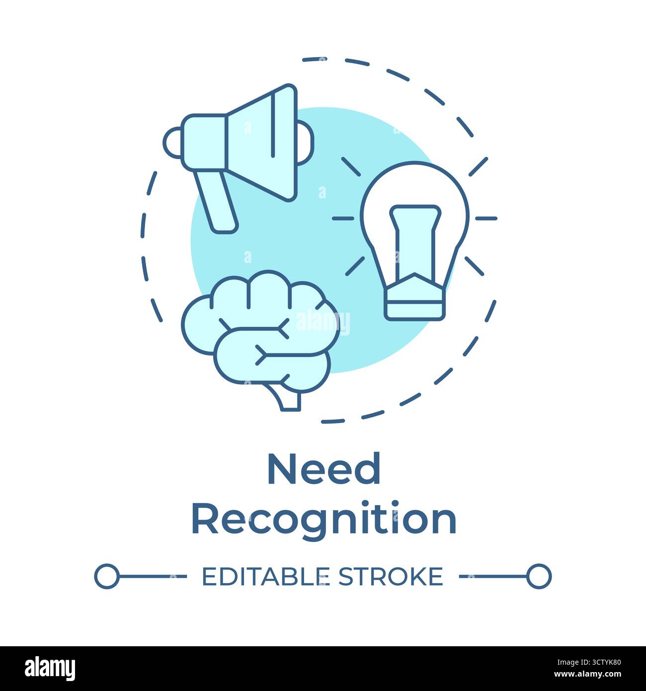Need recognition soft blue concept icon Stock Vector