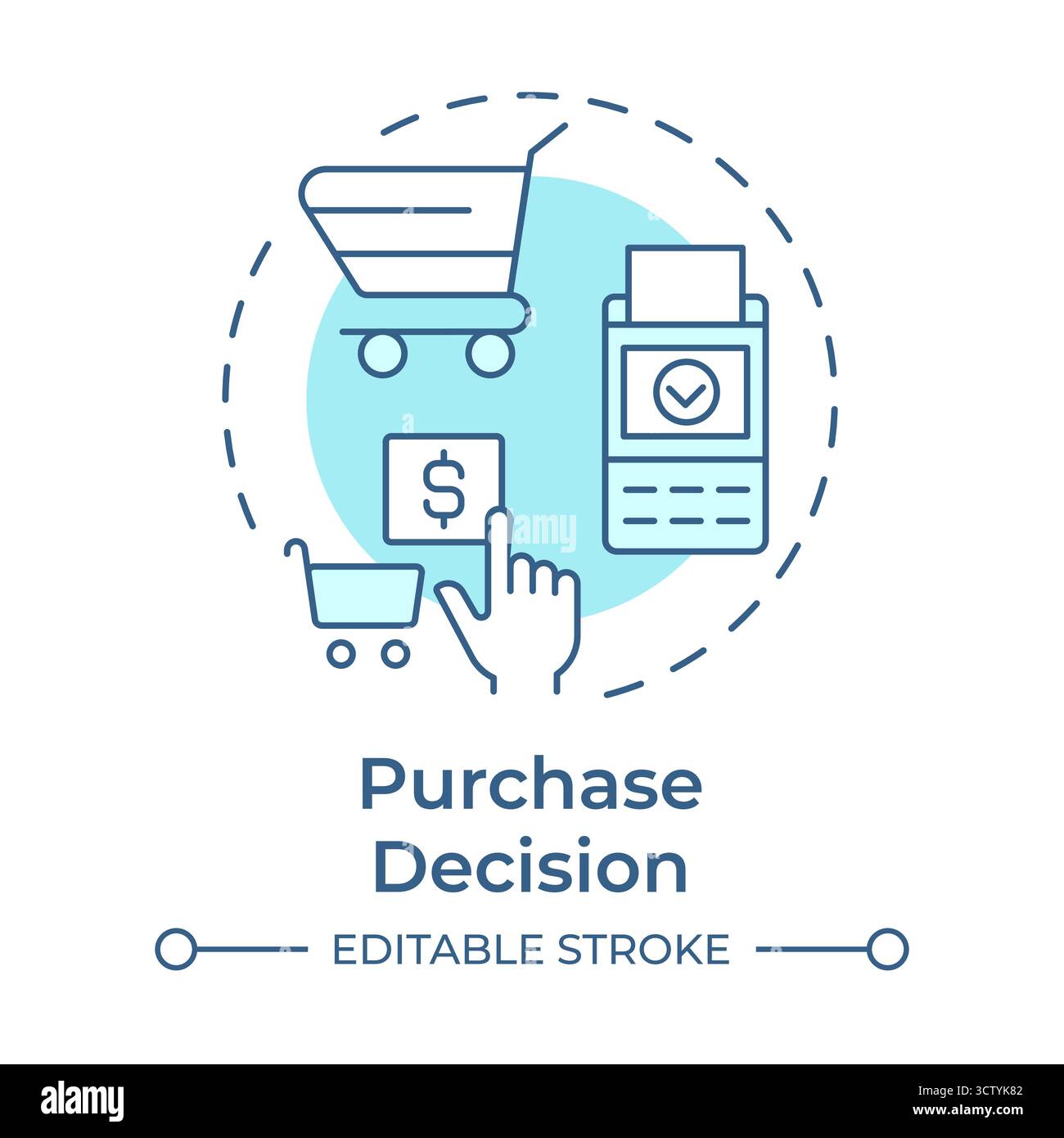 Purchase decision soft blue concept icon Stock Vector