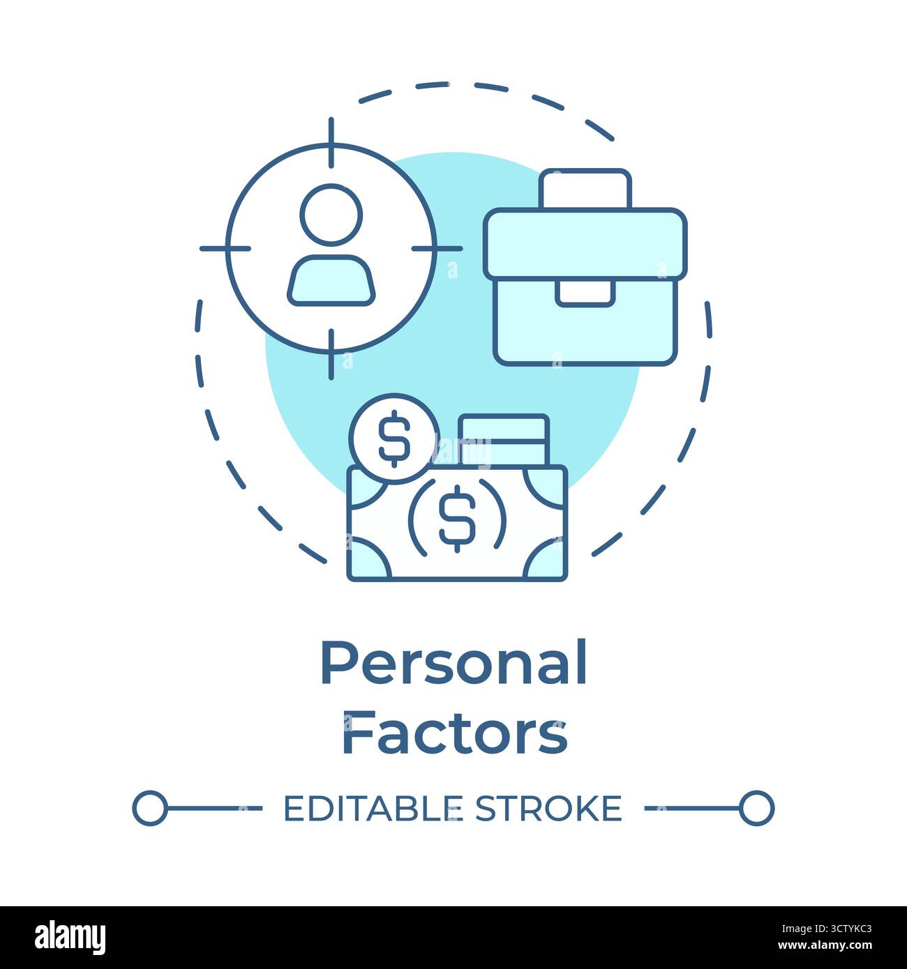 Personal factors soft blue concept icon Stock Vector