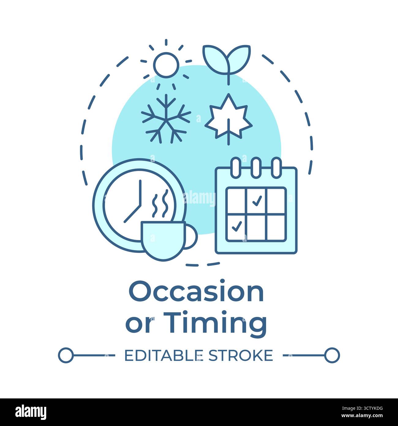 Occasion or timing soft blue concept icon Stock Vector