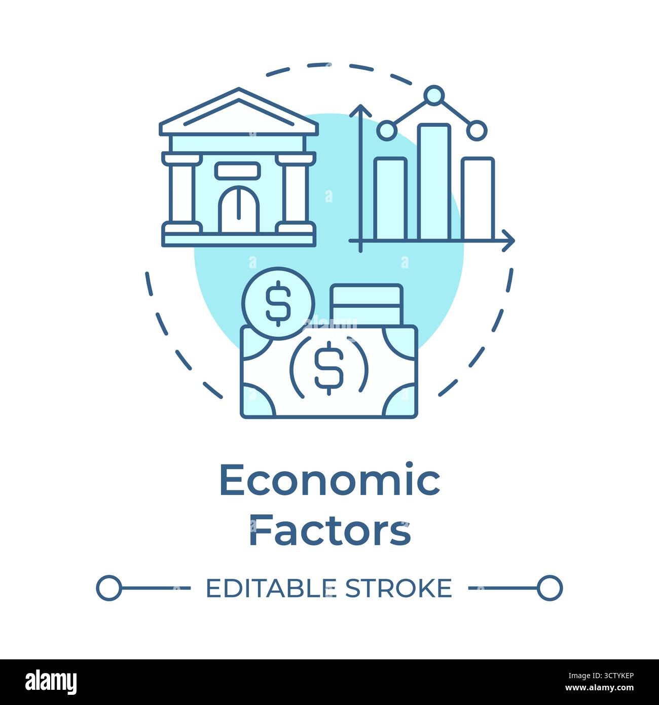 Economic factors soft blue concept icon Stock Vector
