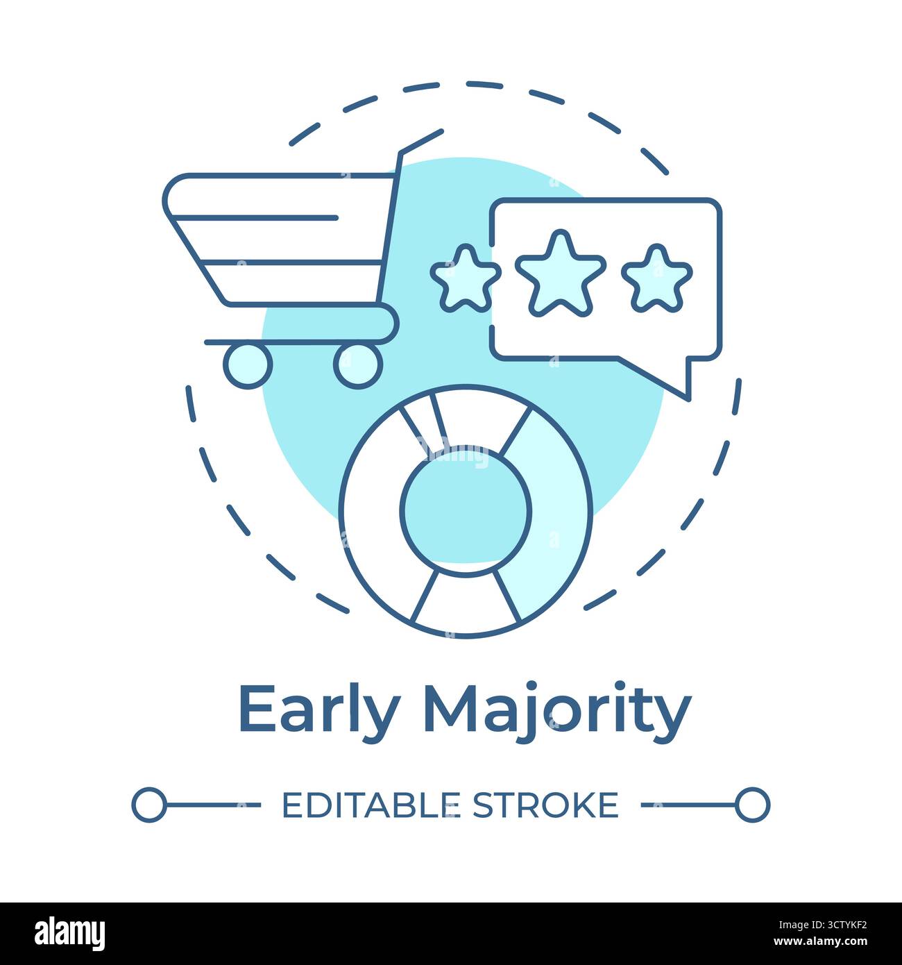 Early majority soft blue concept icon Stock Vector