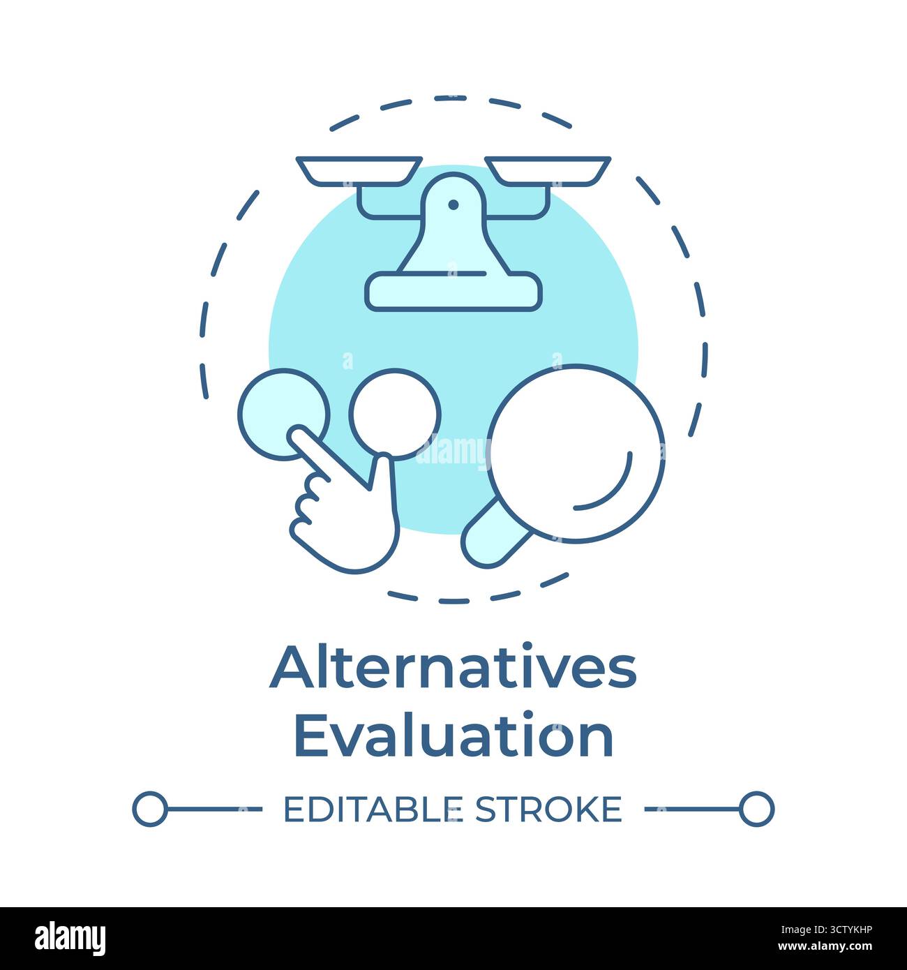 Alternatives evaluation soft blue concept icon Stock Vector