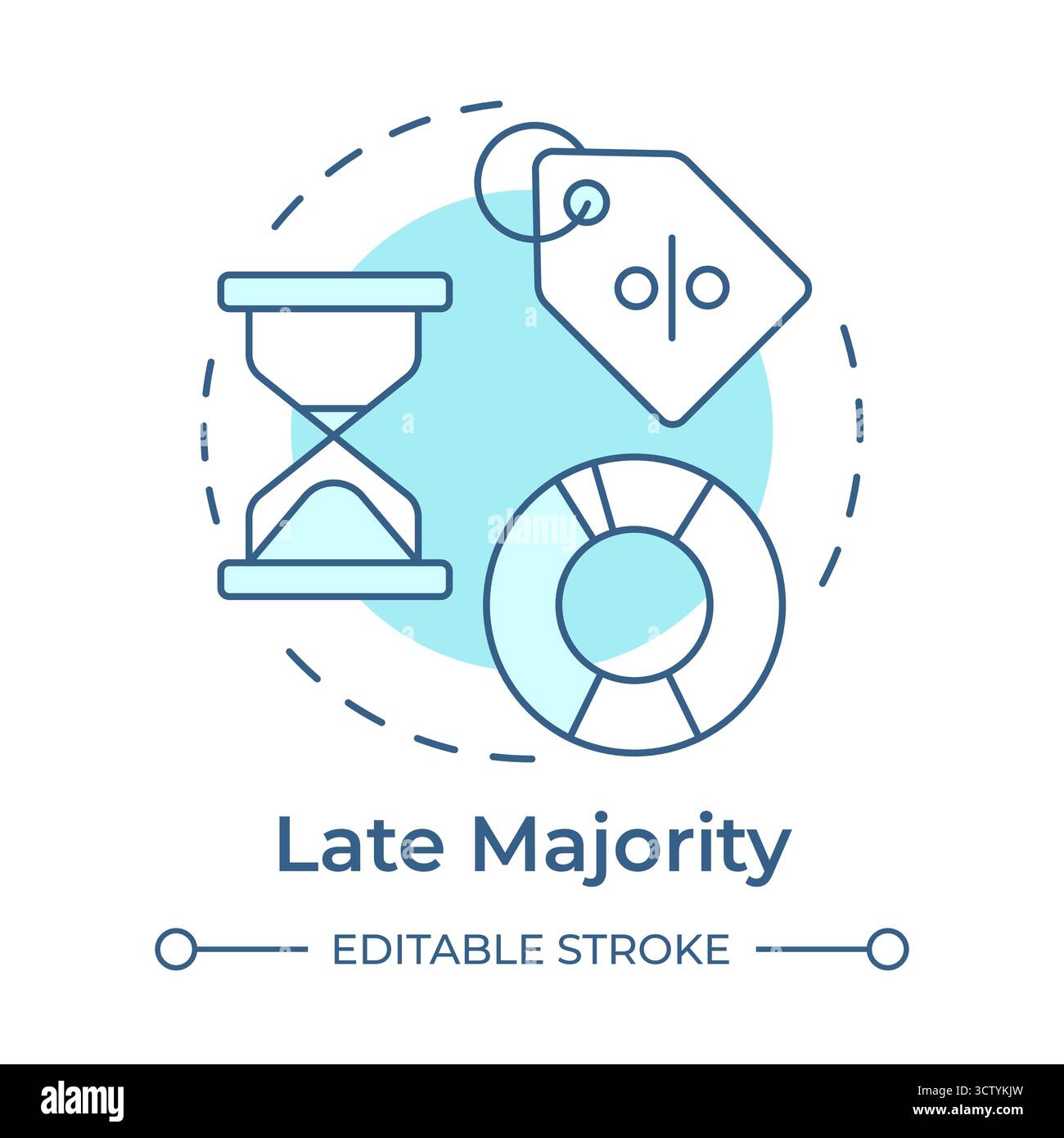Late majority soft blue concept icon Stock Vector