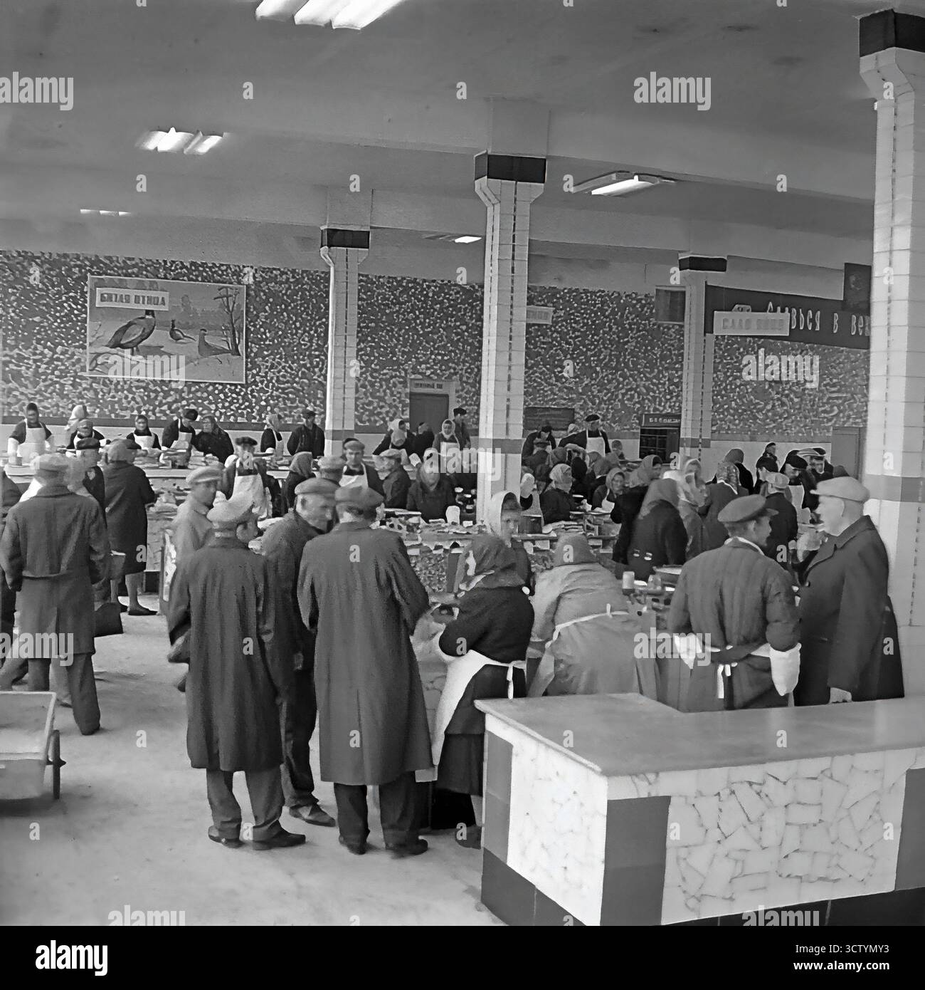 A candid black and white photo from the 1970s shows the bustling ...