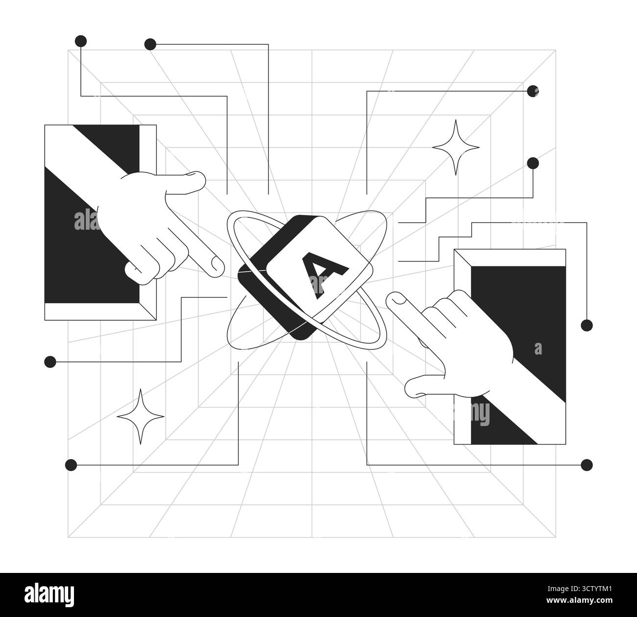 Digital library access line onboarding ui illustration Stock Vector