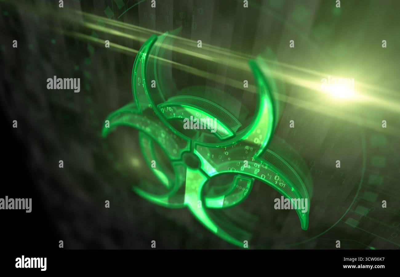 Biohazard virus warning symbol digital concept. Network, cyber ...