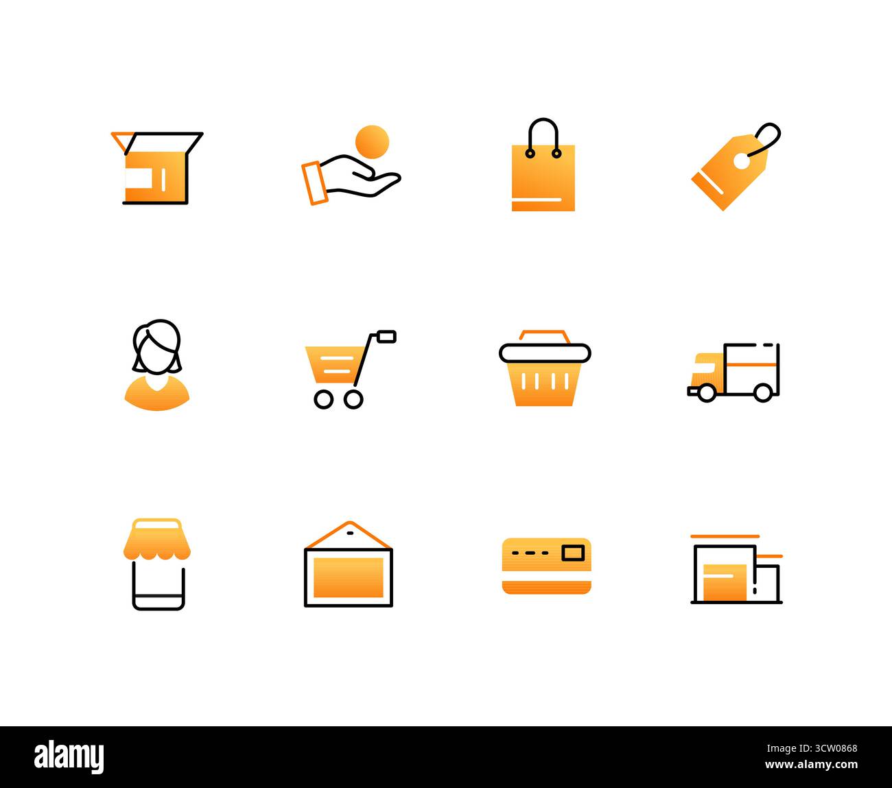Shopping and delivery - set of line design style icons Stock Vector ...