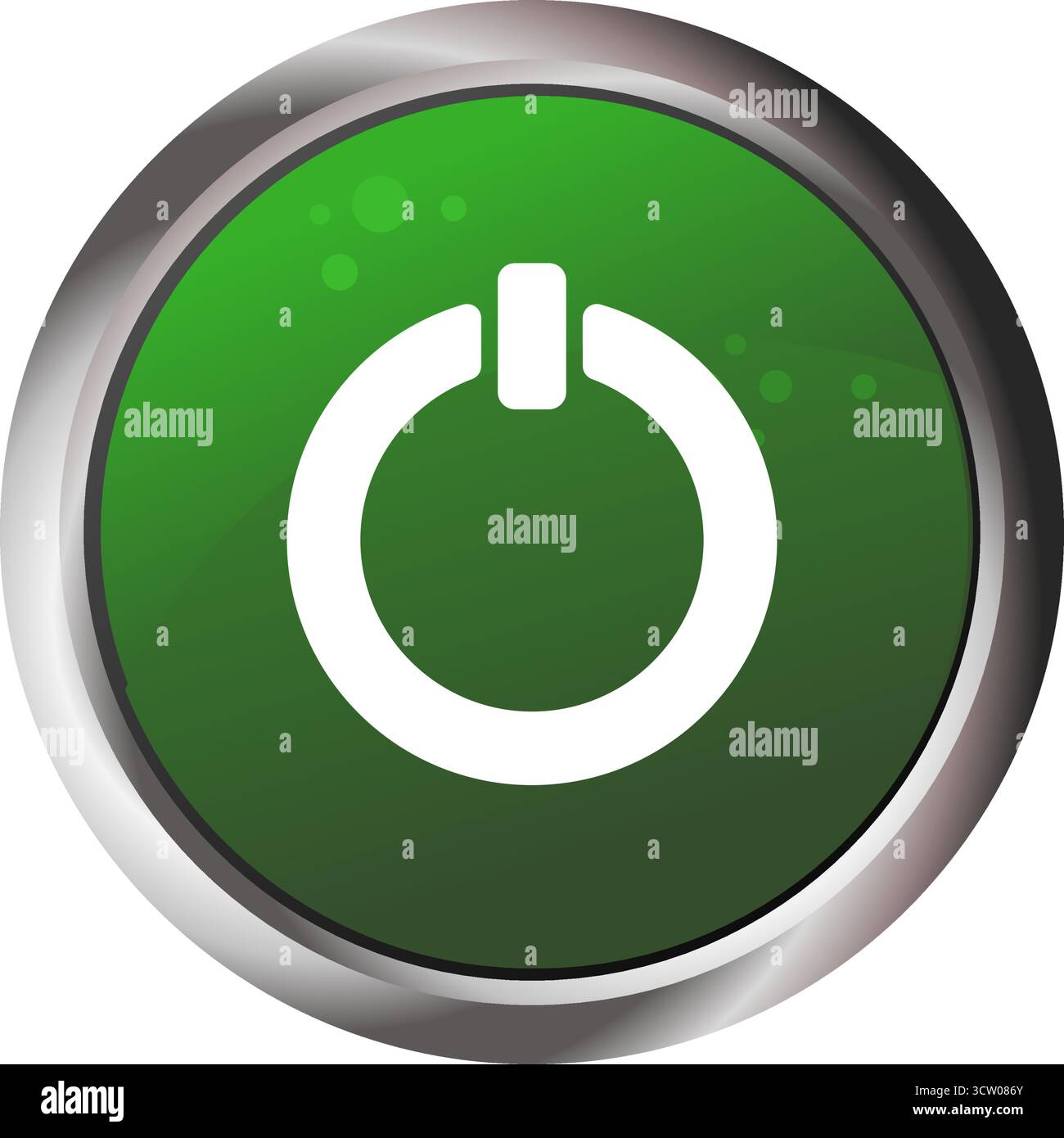 green glossy power button vector icon Stock Vector