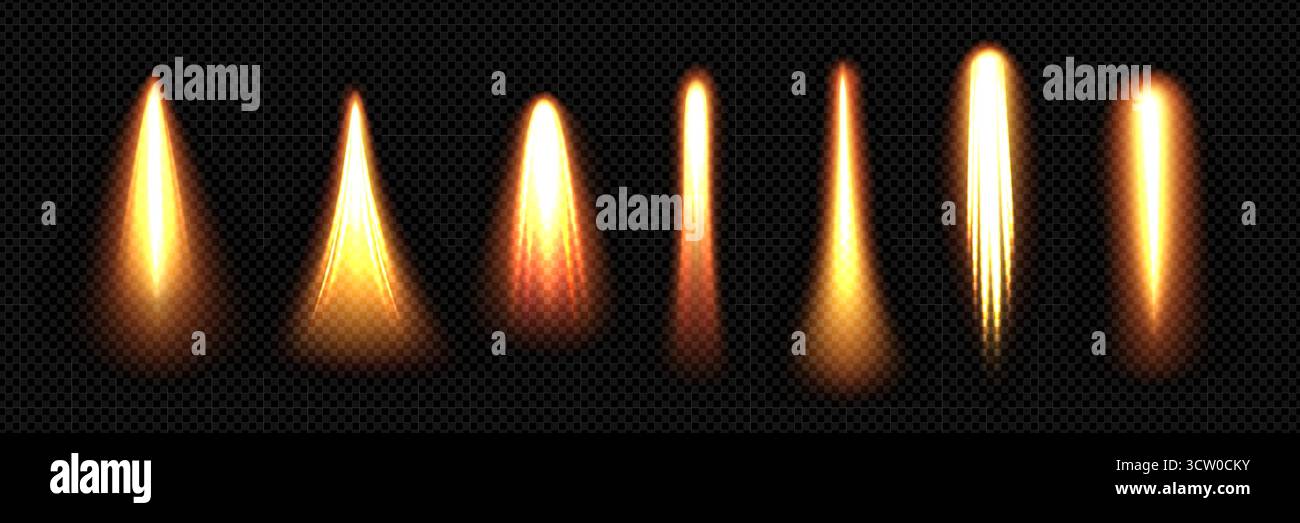Space rocket fire and smoke trails set isolated on transparent ...
