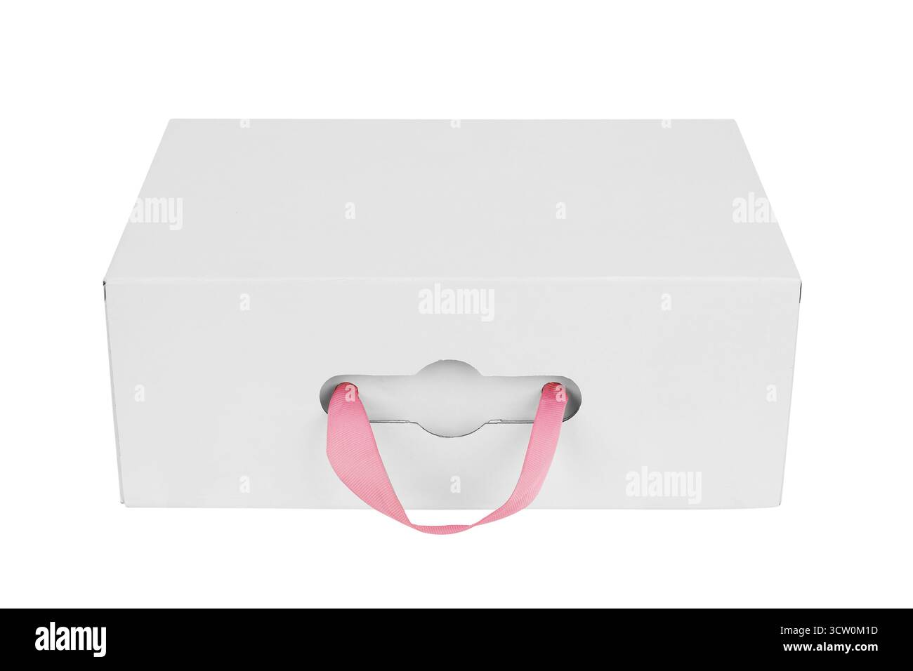 Paper box with handle isolated on white background Stock Photo