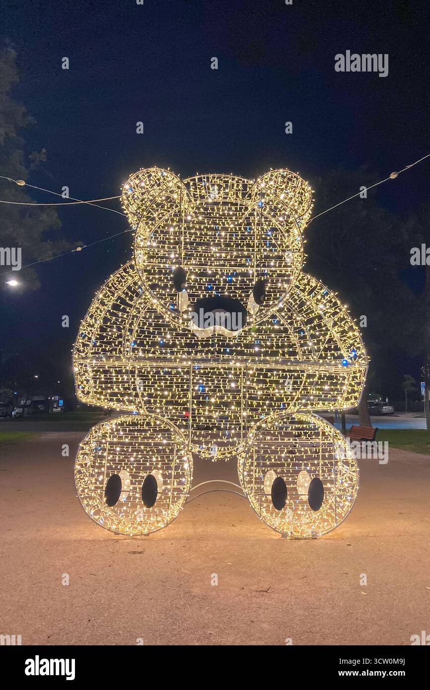 TORREMOLINOS, SPAIN - DECEMBER 7, 2024: Christmas lights and decorations in Torremolinos, Spain on December 7, 2024 - Smartphone Captured Stock Image
