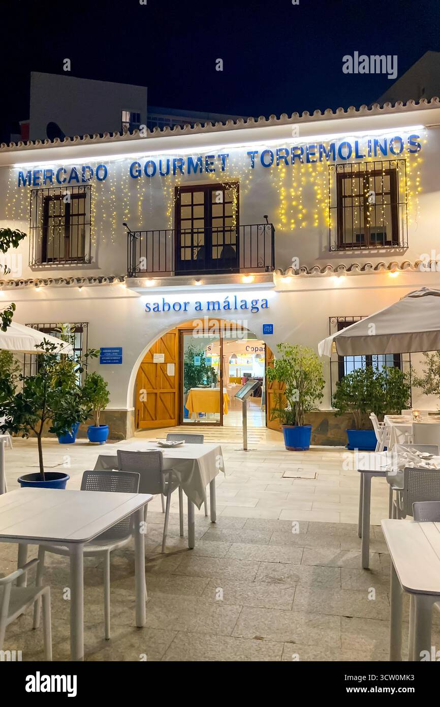 TORREMOLINOS, SPAIN - DECEMBER 7, 2024: Christmas lights and decorations in Torremolinos, Spain on December 7, 2024 - Smartphone Captured Stock Image