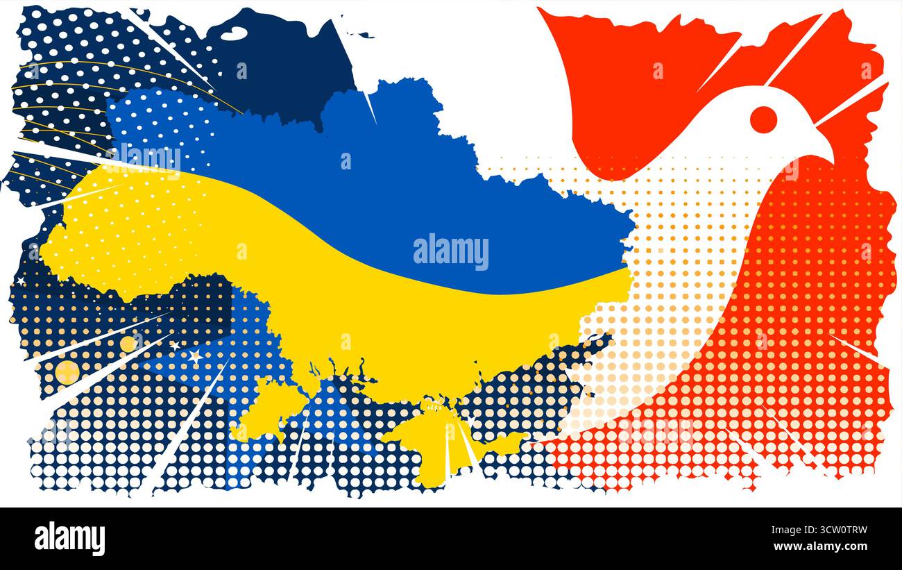 Ukraine Map Peace Dove Stylized Illustration Stock Vector
