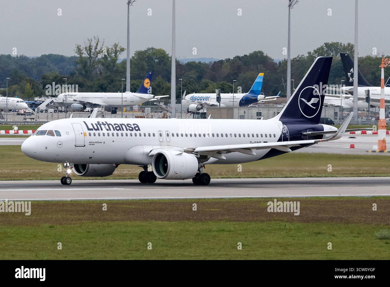 Lufthansa Airbus A320neo airplane Munich airport in Germany Stock