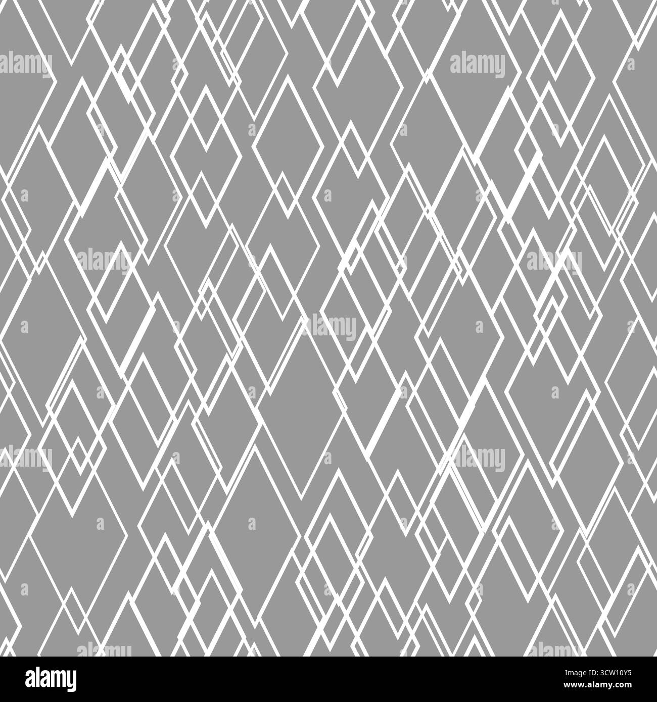 Abstract geometric seamless pattern. Random white rhombuses contour on gray background. Minimalist vector decorative ornament. Monochrome grey backgro Stock Vector