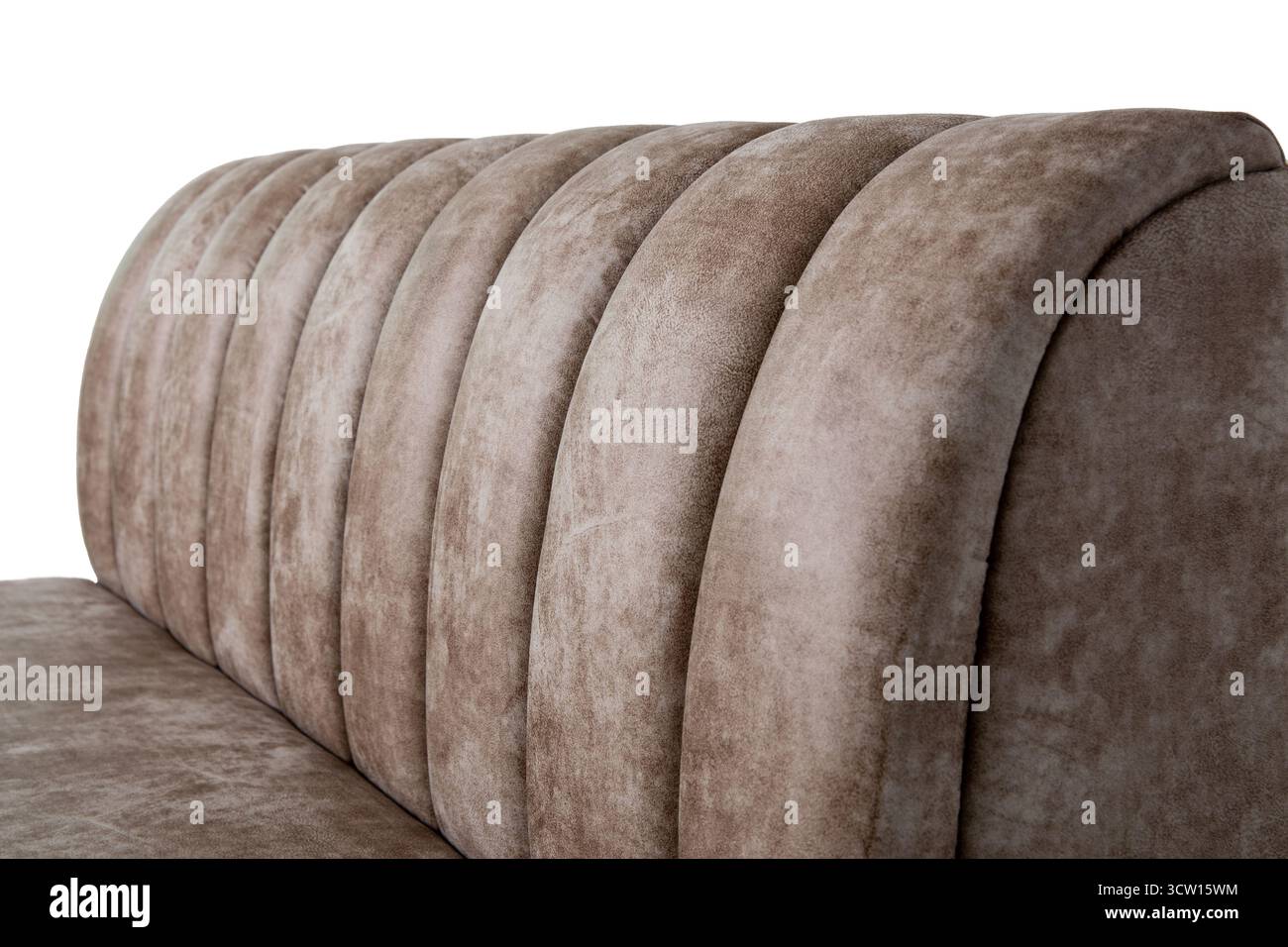 Soft brown sofa back isolated on a white background. Stock Photo