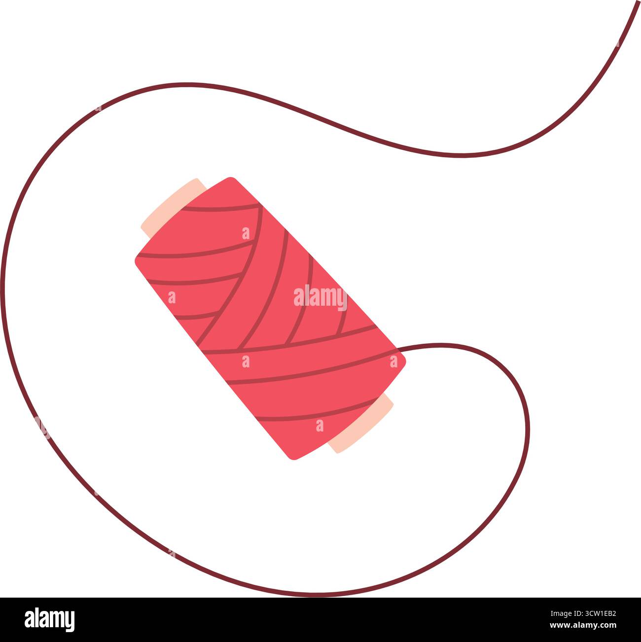 Cute Spool With Thread Icon Stock Vector