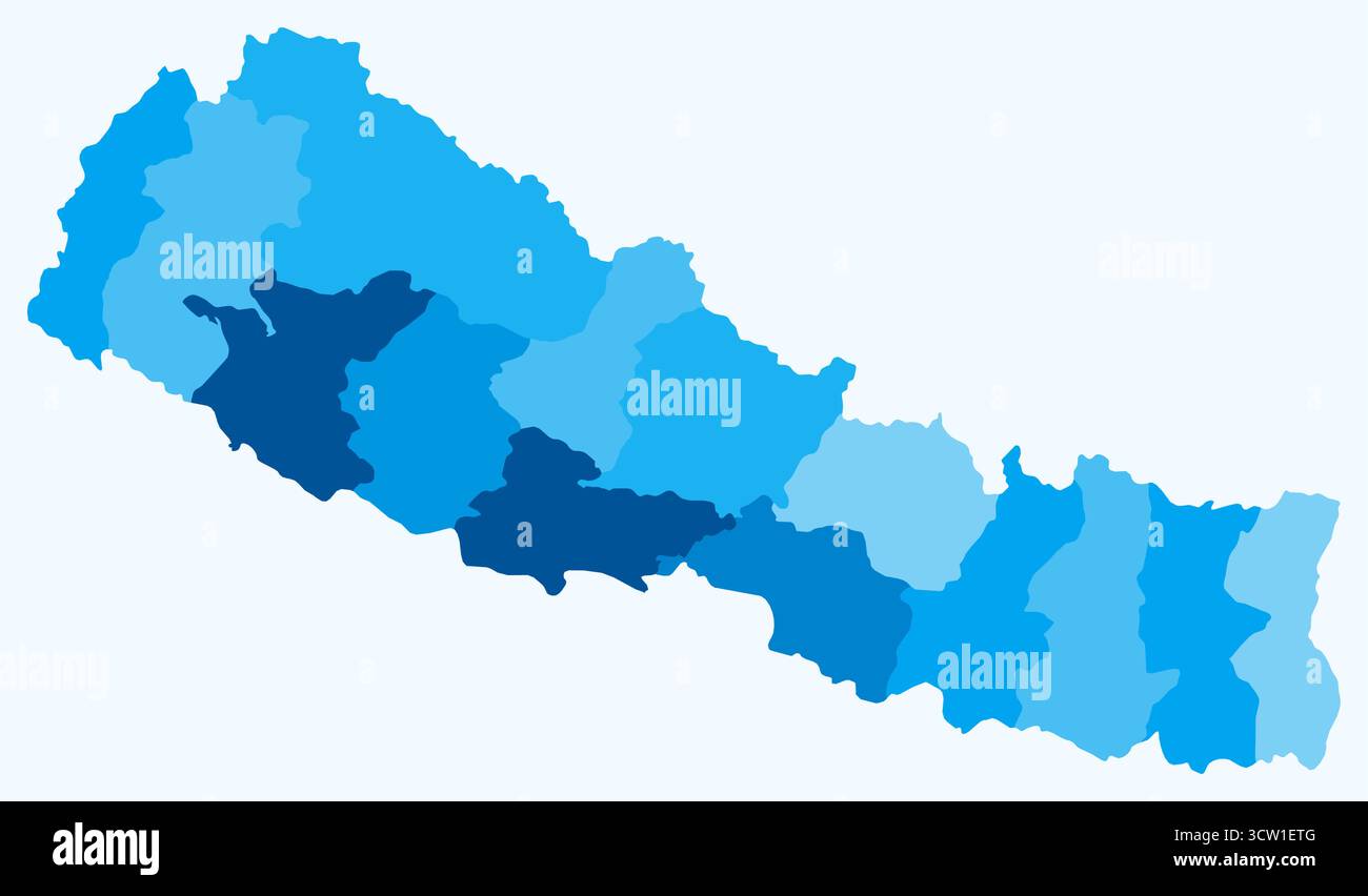Map of Nepal with regions. Just a simple country border map with region ...
