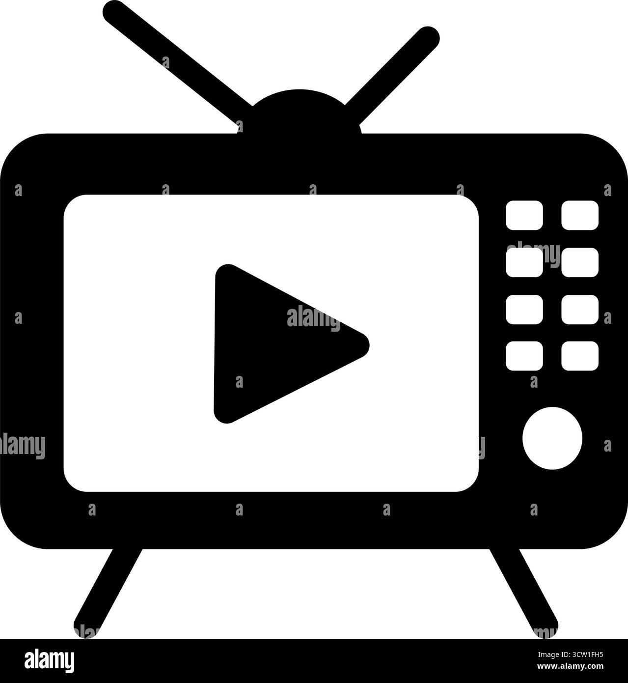 Retro Television with Play Button Glyph Icon Vector Stock Vector