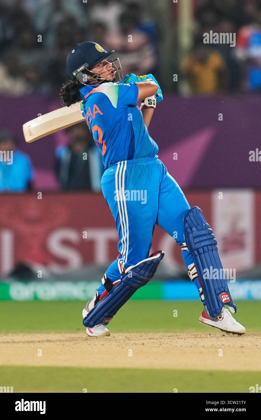 India's Richa Ghosh bats during the ICC Women's Cricket World Cup match ...