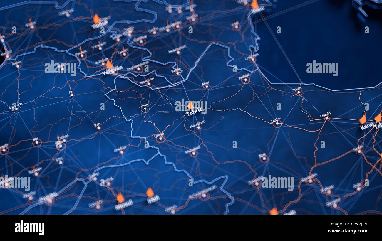 Tabriz map big data visualization. Futuristic map infographic of city ...