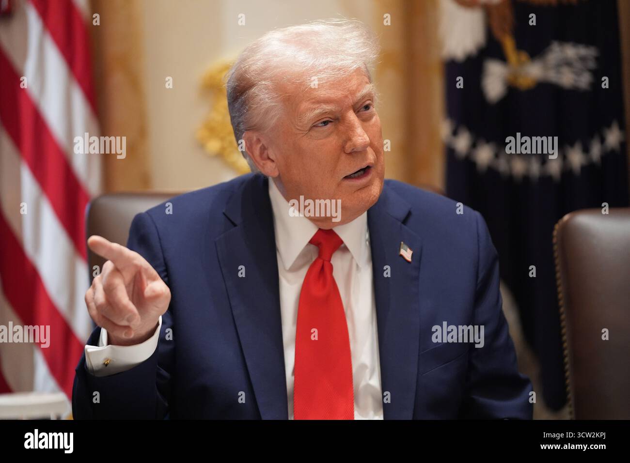 President Donald Trump speaks during a cabinet meeting at the White ...