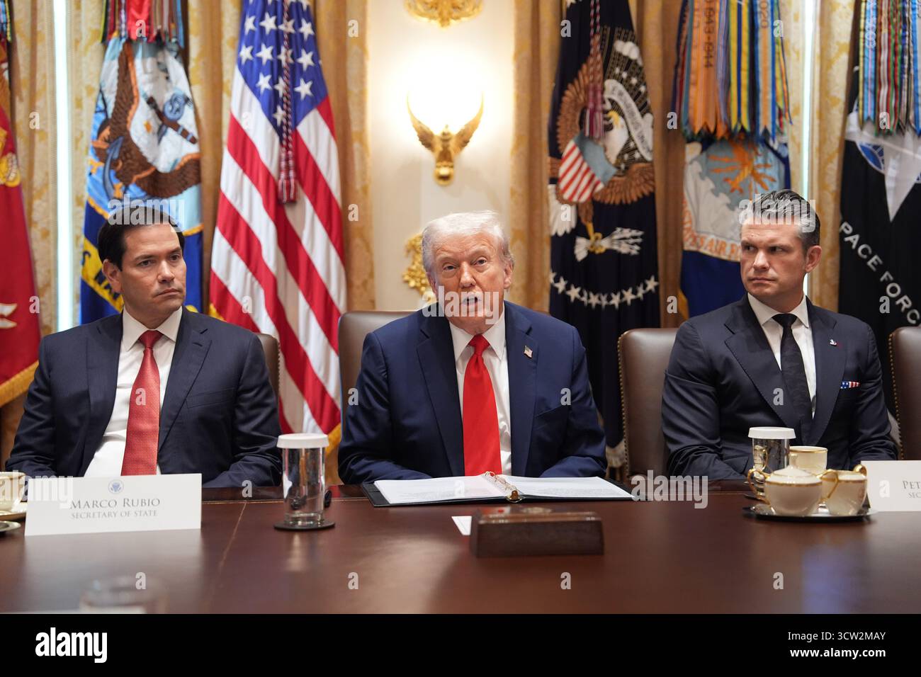 President Donald Trump speaks during a cabinet meeting at the White ...