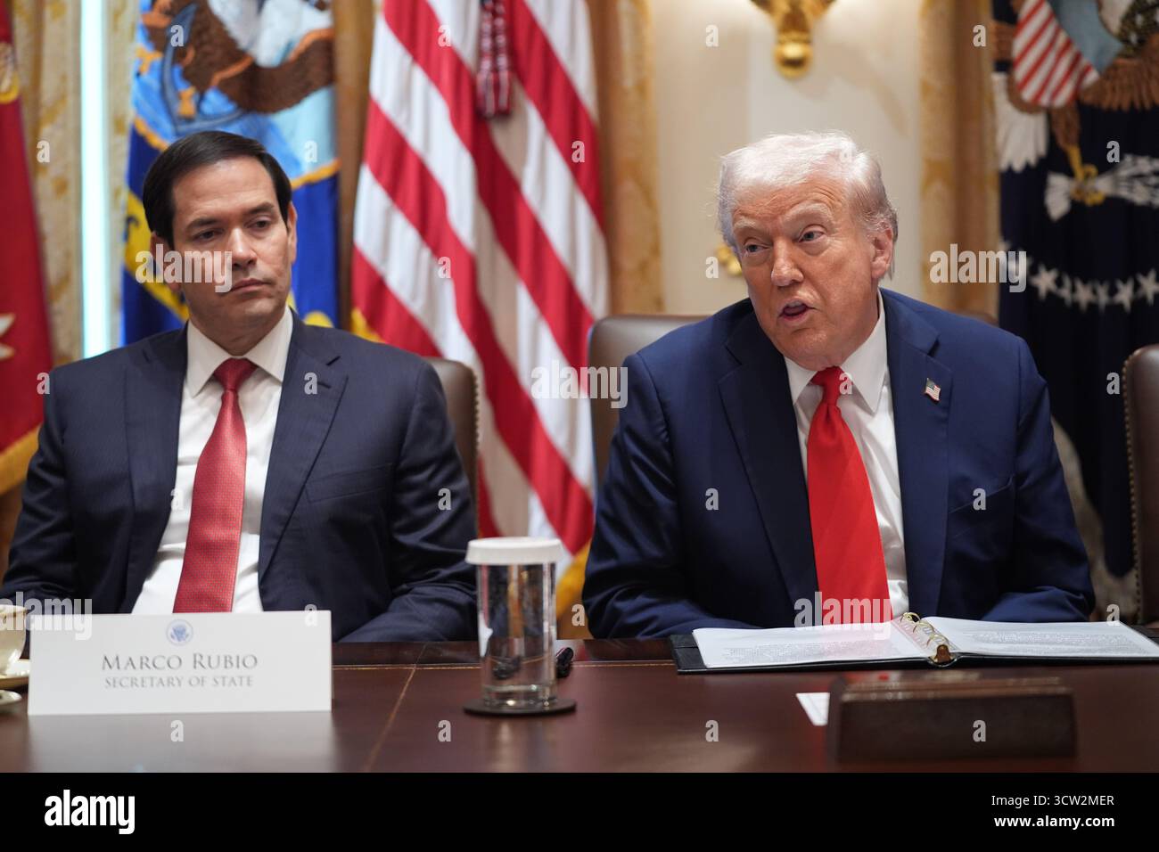 President Donald Trump speaks during a cabinet meeting at the White ...