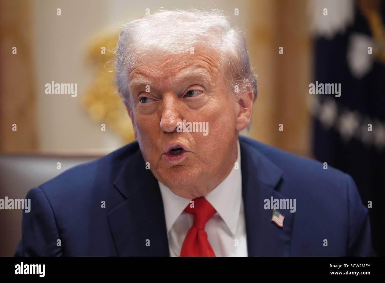 President Donald Trump speaks during a cabinet meeting at the White ...
